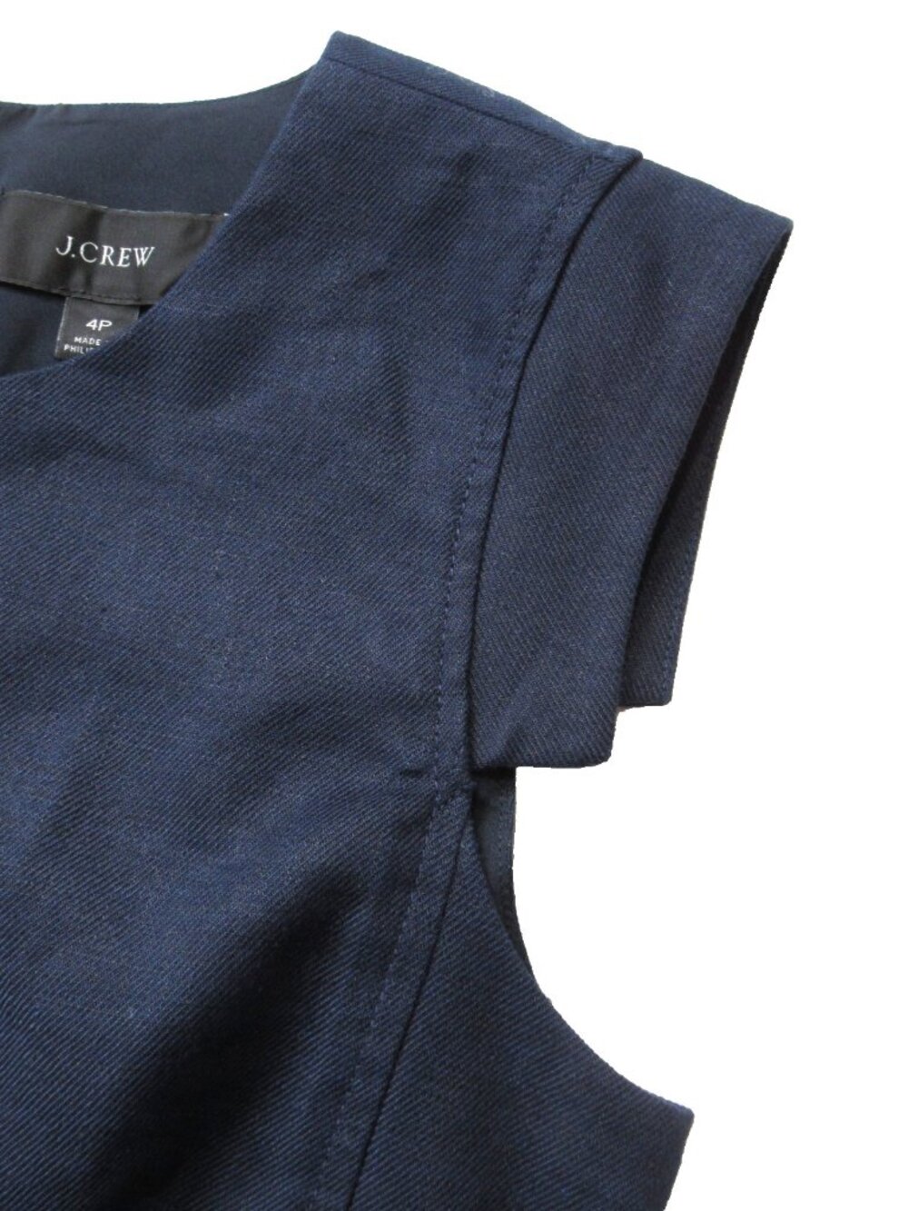 NWT J.Crew Petite Resume Sheath in Navy Blue Stretch Linen Dress 4P $168 - Picture 4 of 5